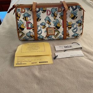 Authentic Dooney Bourke Bee Print Barrell Handbag